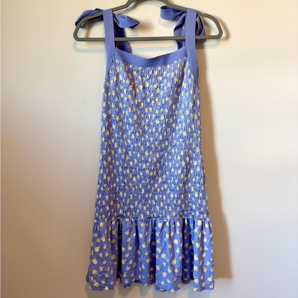 French Connection Lavender and Yellow Smocked Dress